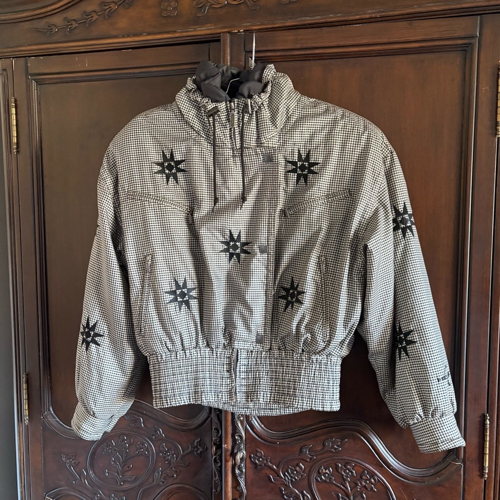 Vintage Women’s Head Sportswear Ski Jacket Black & White Gingham size 12